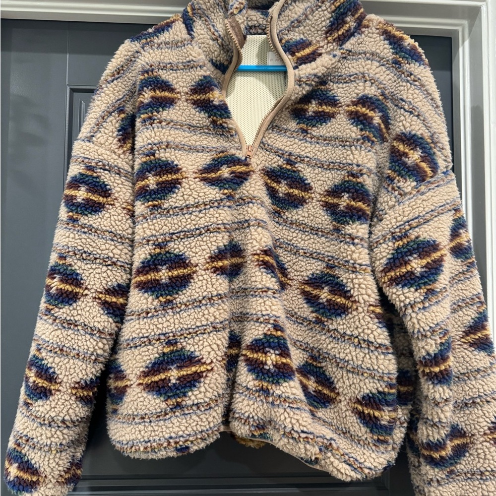 Cozy Patterned Sherpa Pullover